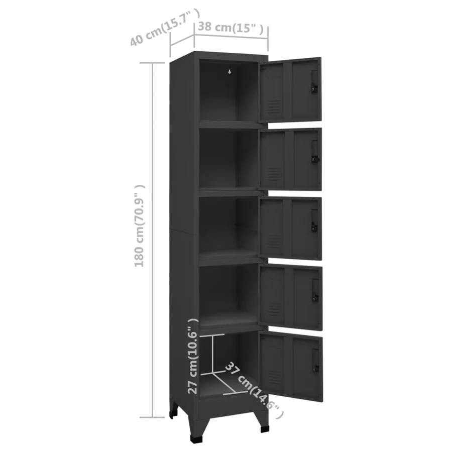 Armoire à casiers Anthracite 38x40x180 cm Acier - 8