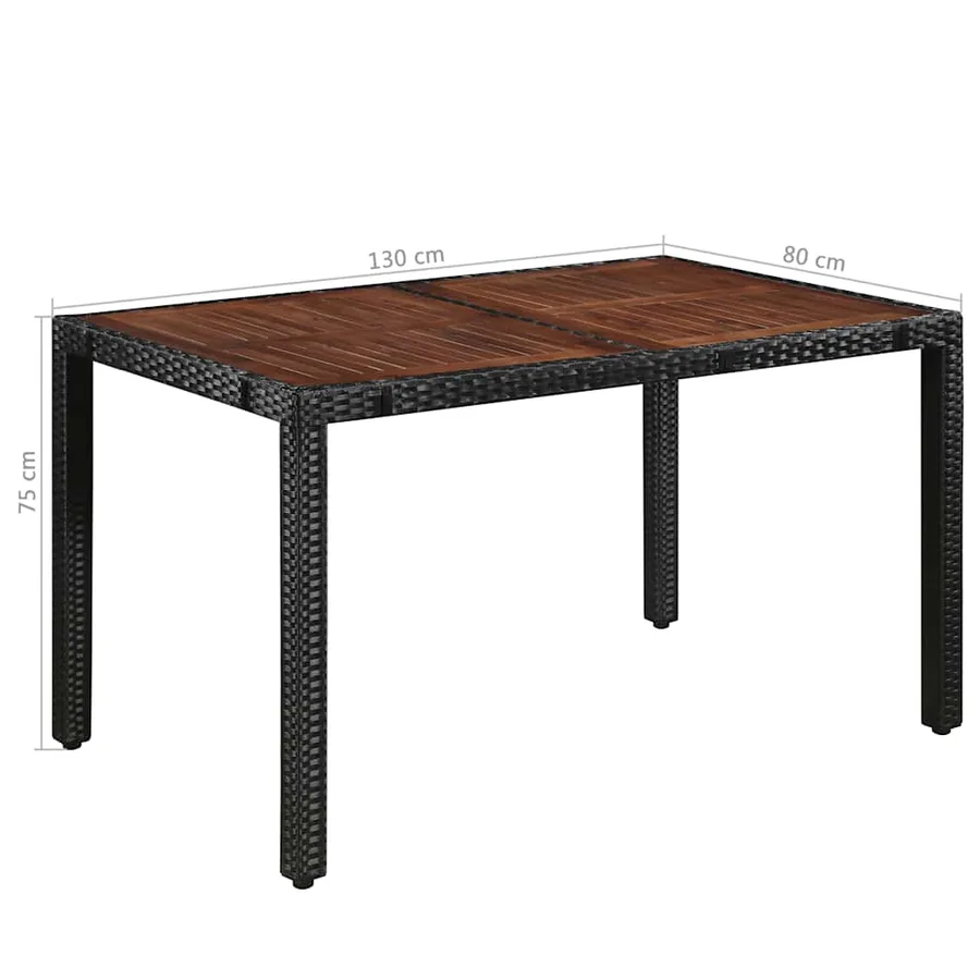 Ensemble à manger d'extérieur 7pcs Résine tressée acacia Noir - 6