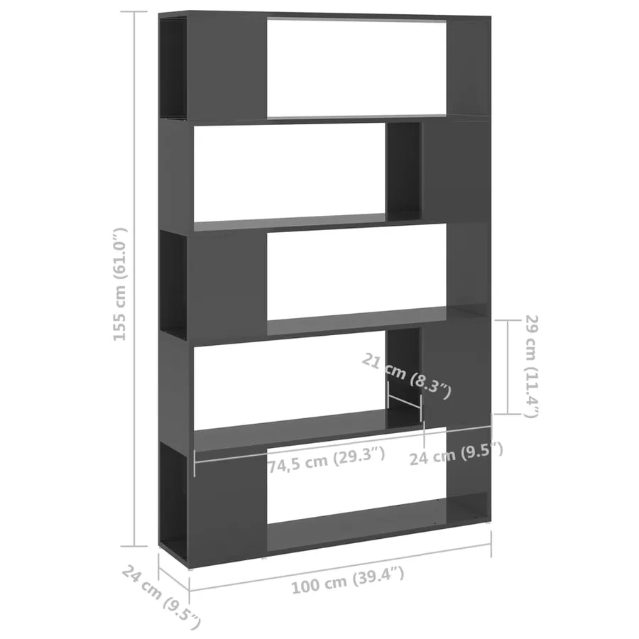 Bibliothèque/Séparateur de pièce Gris brillant Bois ingénierie - 7