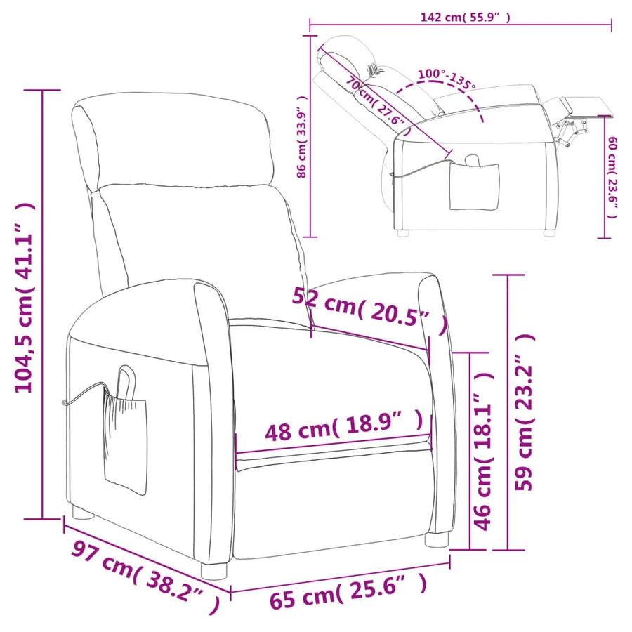 Fauteuil de massage Marron foncé Tissu - 12