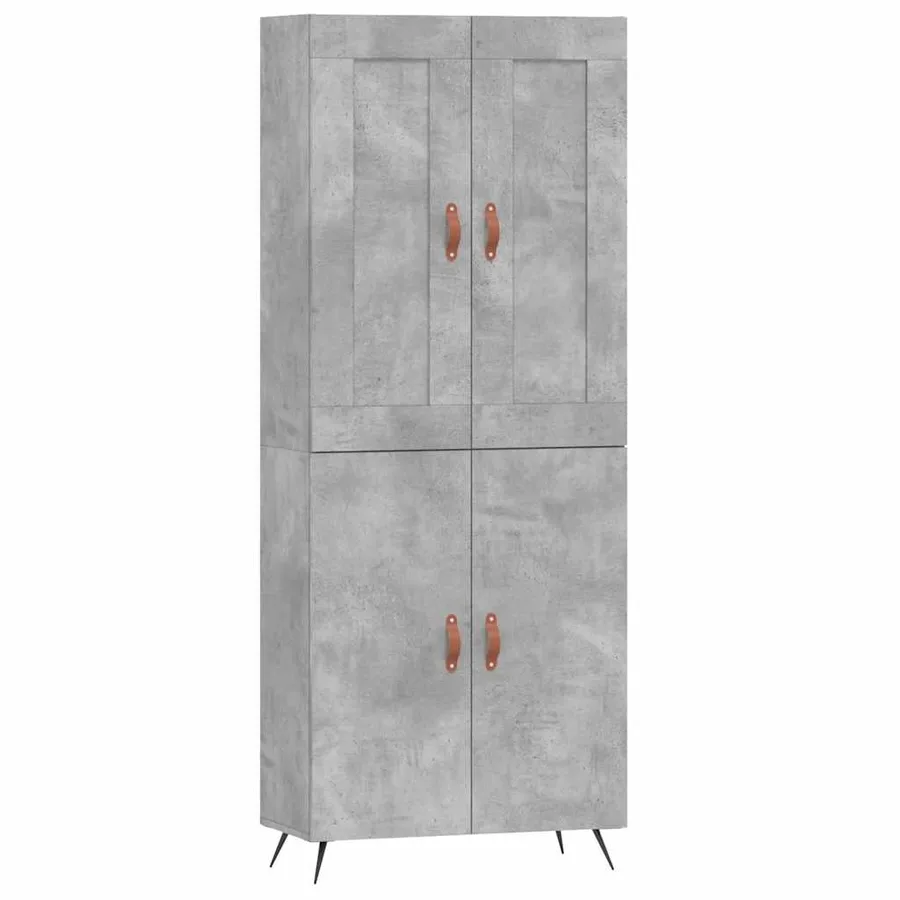 Buffet haut Gris béton 69,5x34x180 cm Bois d'ingénierie - 2