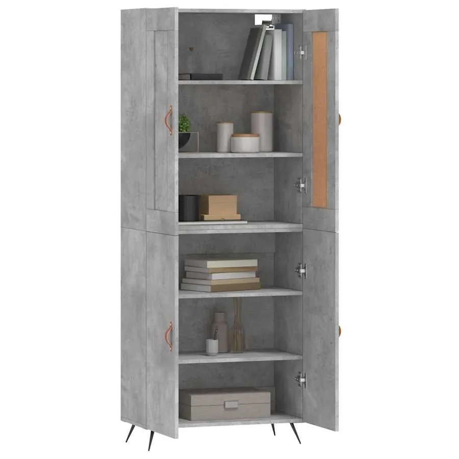 Buffet haut Gris béton 69,5x34x180 cm Bois d'ingénierie - 3