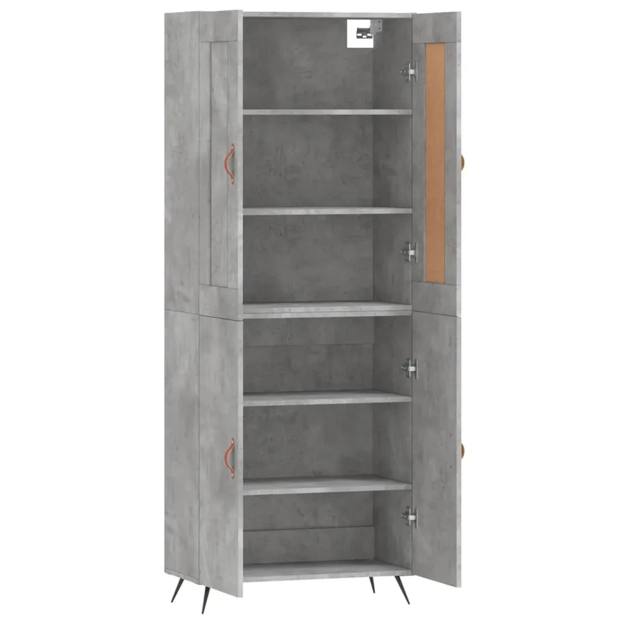 Buffet haut Gris béton 69,5x34x180 cm Bois d'ingénierie - 4