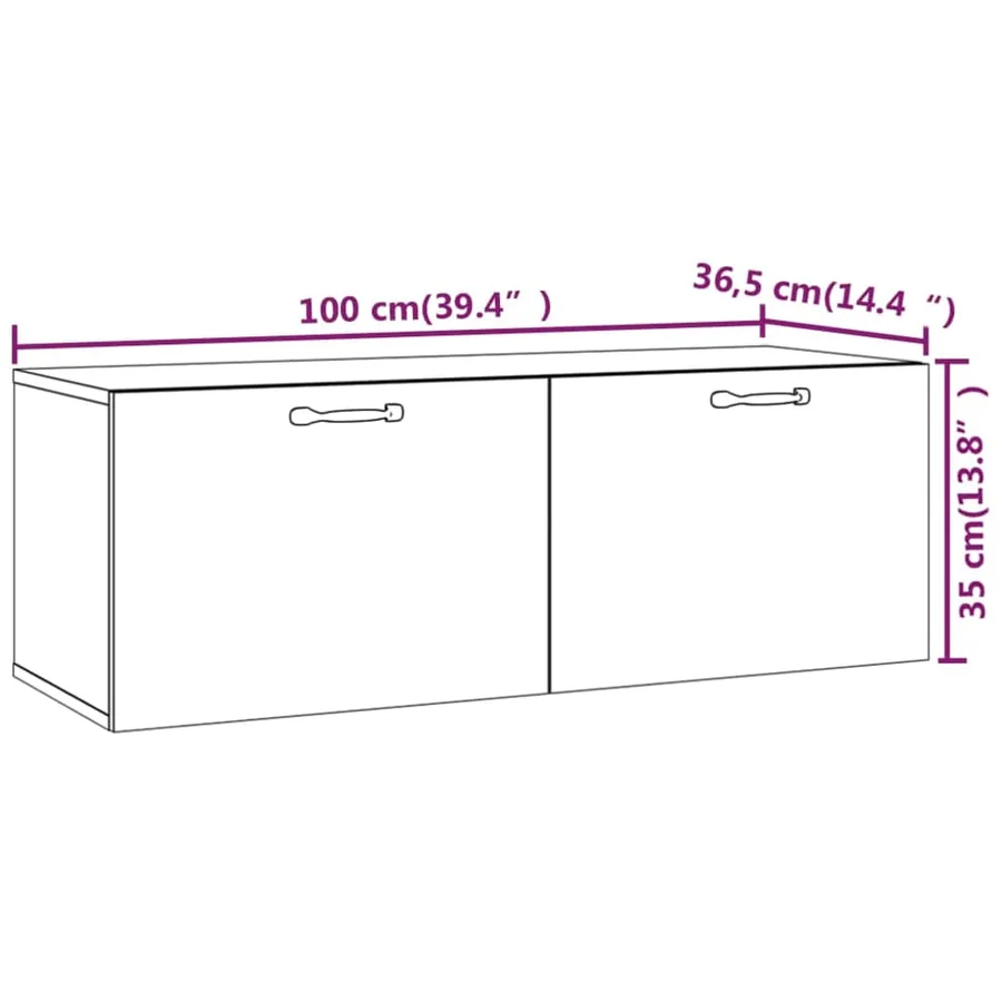 Armoire murale Blanc 100x36,5x35 cm Bois d'ingénierie - 9