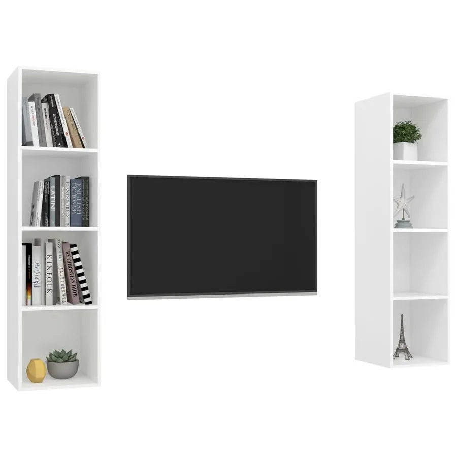 Meubles TV muraux 2 pcs Blanc Bois d'ingénierie - 3