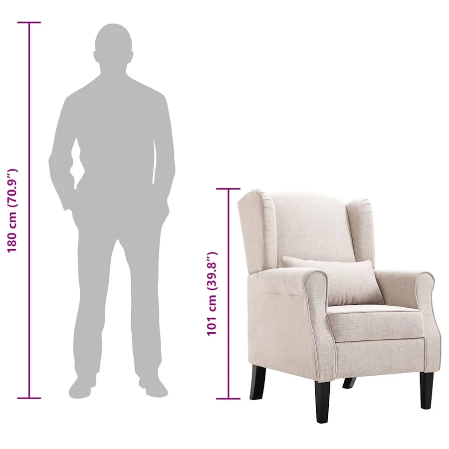 Fauteuil beige tissu - 10