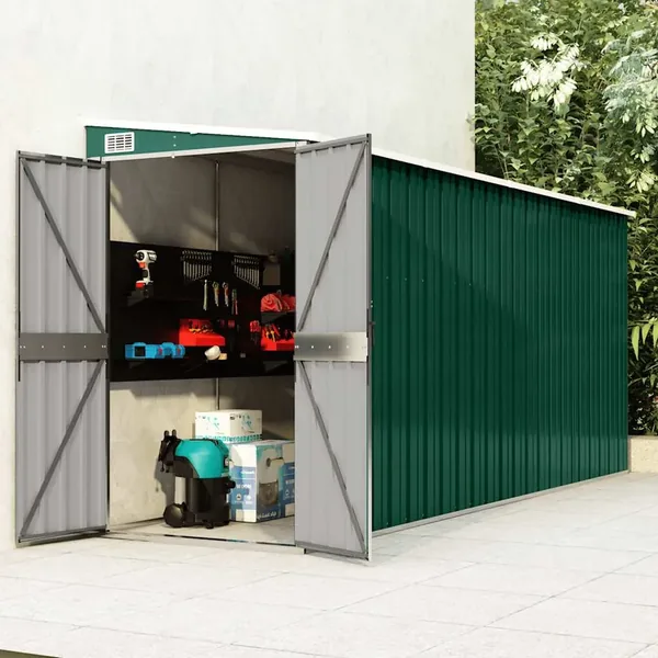 Abri de jardin mural Vert 118x382x178 cm Acier galvanisé