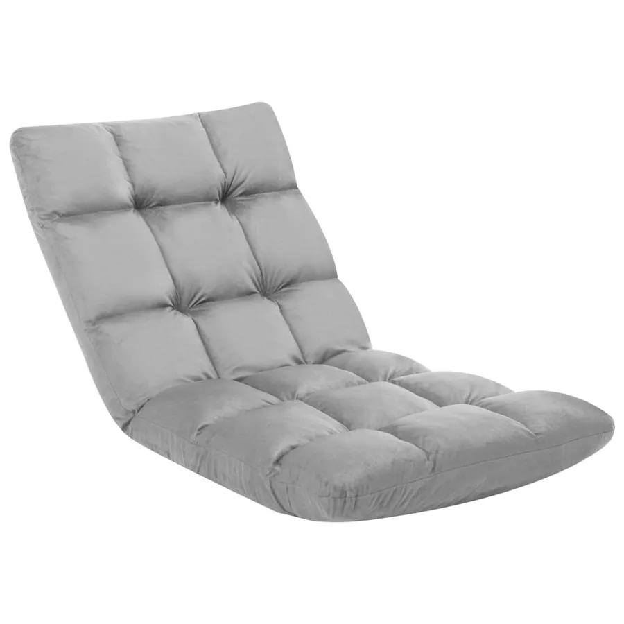 Chaise pliable de sol Gris clair Microfibre - 2