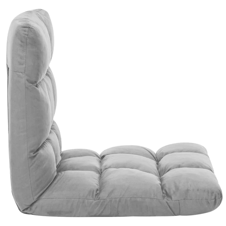 Chaise pliable de sol Gris clair Microfibre - 4