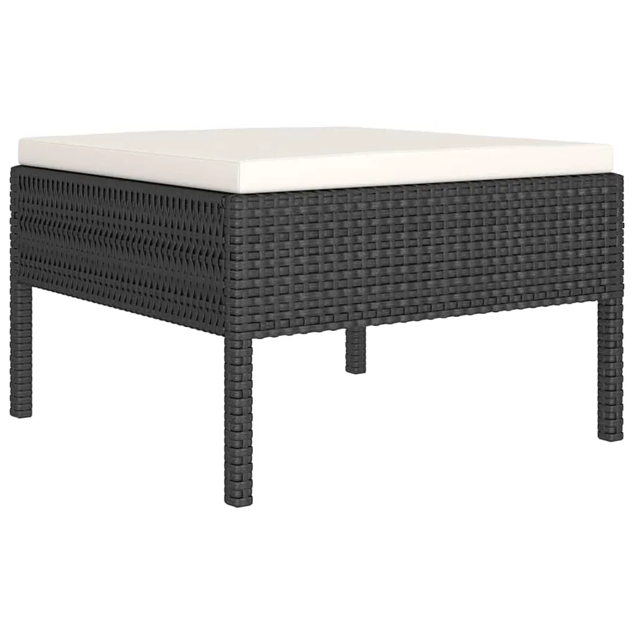 Salon de jardin 5 pcs avec coussins résine tressée noir - 6