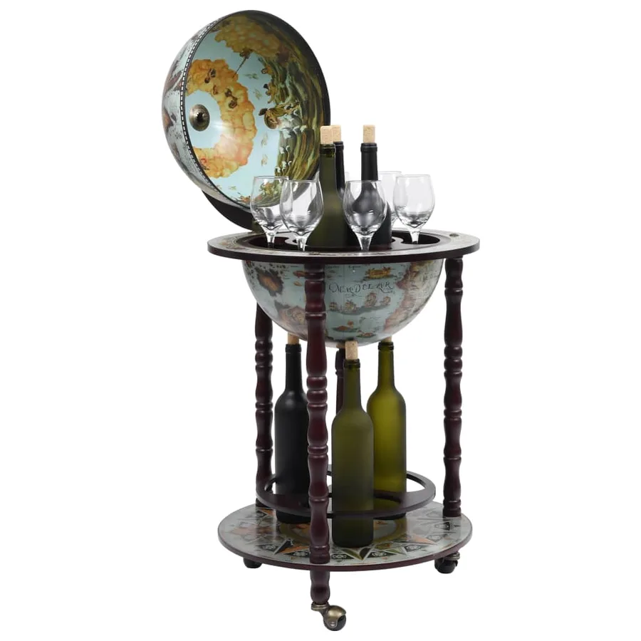 Bar sous forme de globe Bois d'eucalyptus Bleu - 3