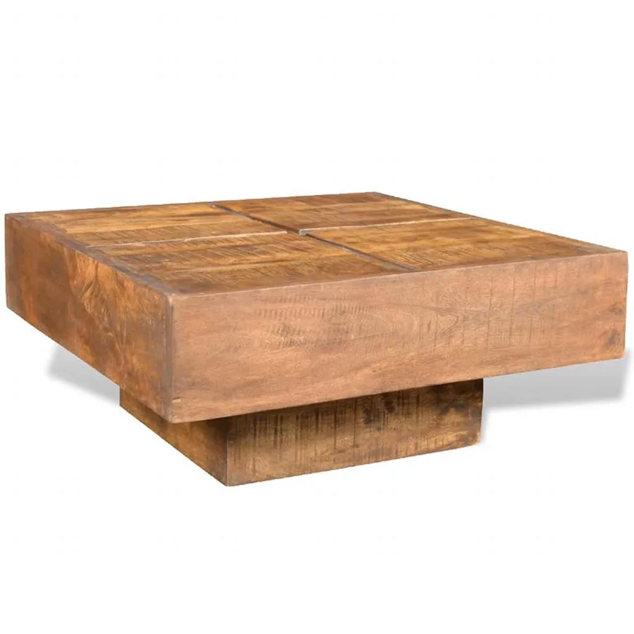Table basse carrée Marron Bois massif de manguier - 3