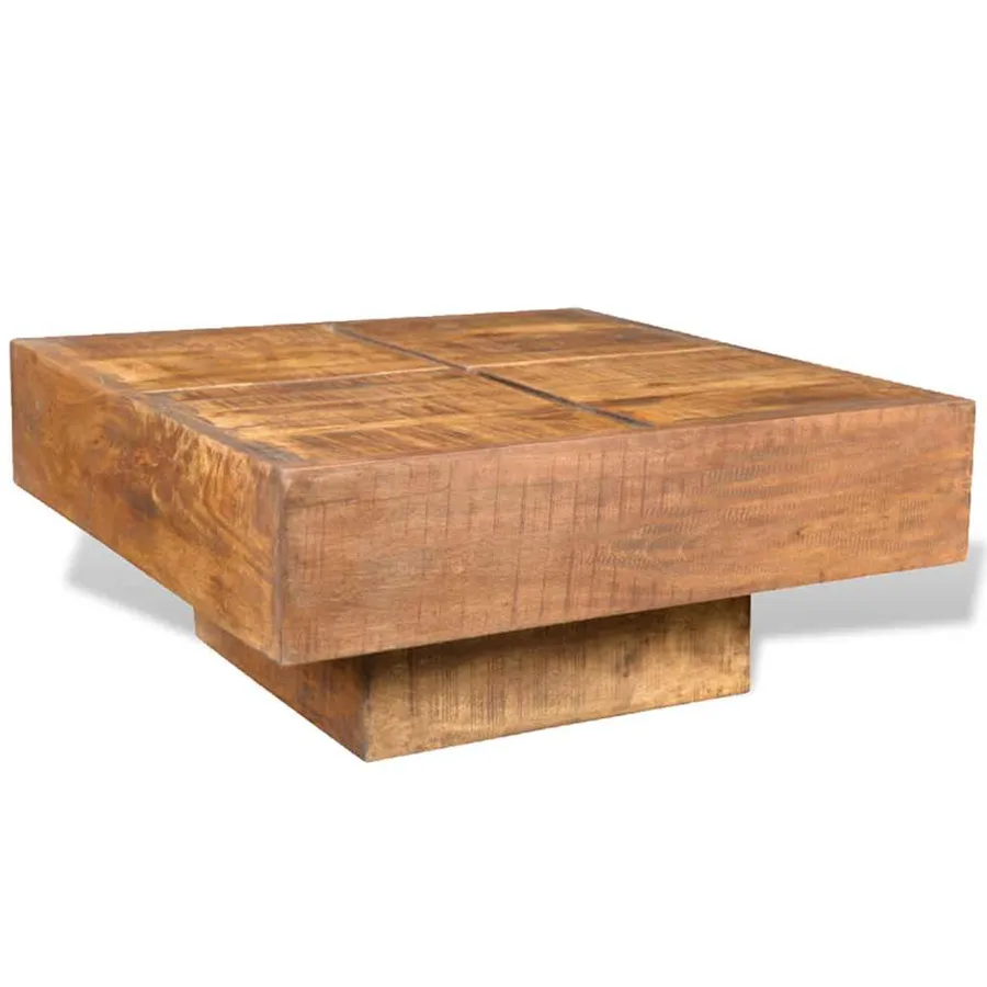 Table basse carrée Marron Bois massif de manguier - 5