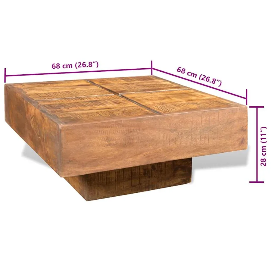 Table basse carrée Marron Bois massif de manguier - 7