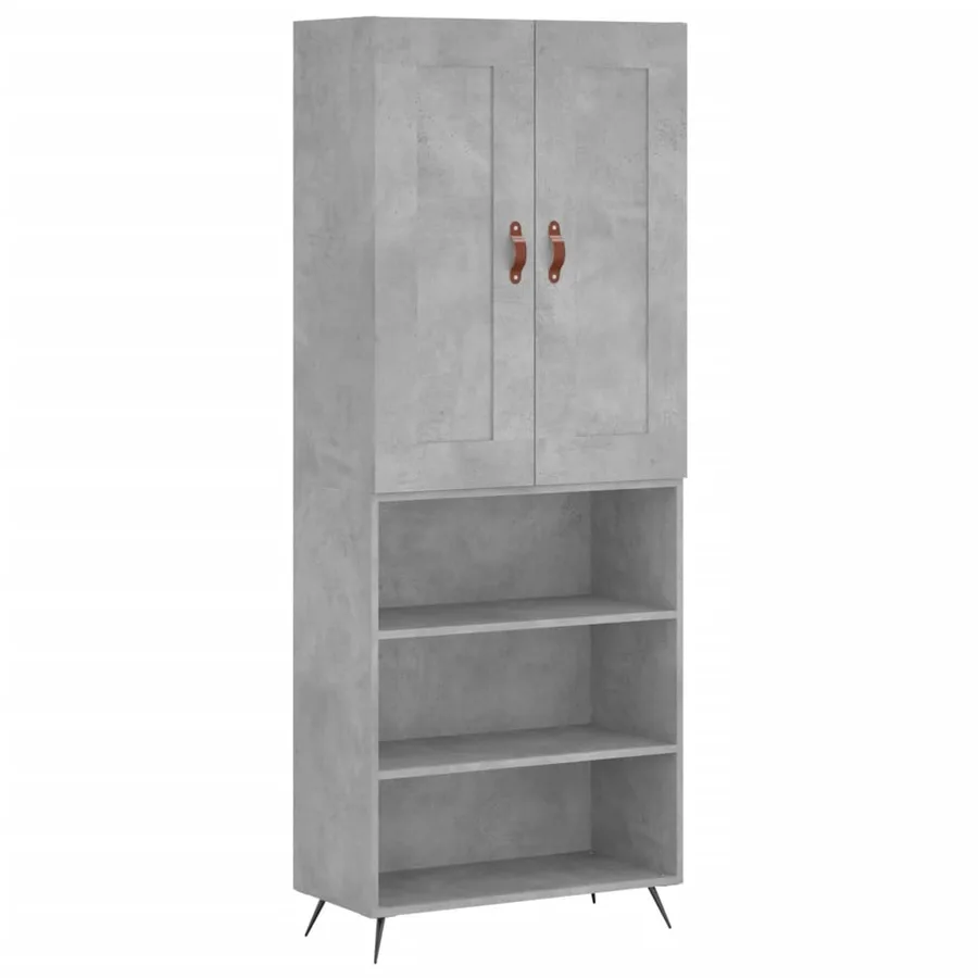 Buffet haut Gris béton 69,5x34x180 cm Bois d'ingénierie - 2