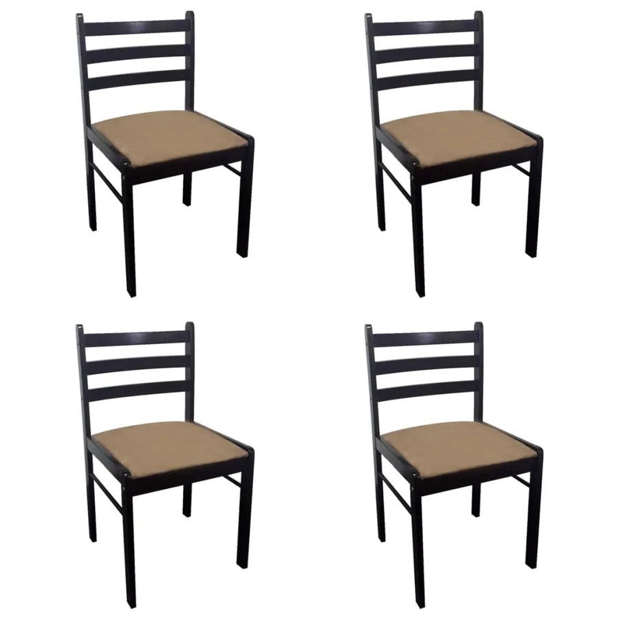 Chaises à manger lot de 4 marron hévéa solide et velours - 2