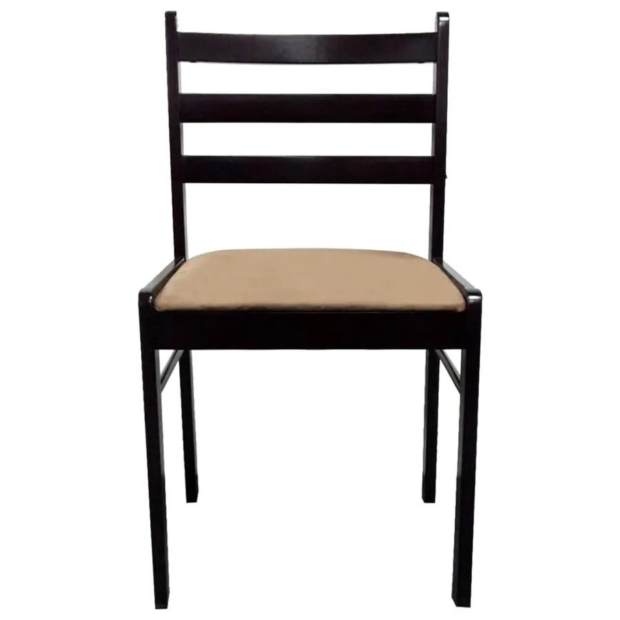 Chaises à manger lot de 4 marron hévéa solide et velours - 3