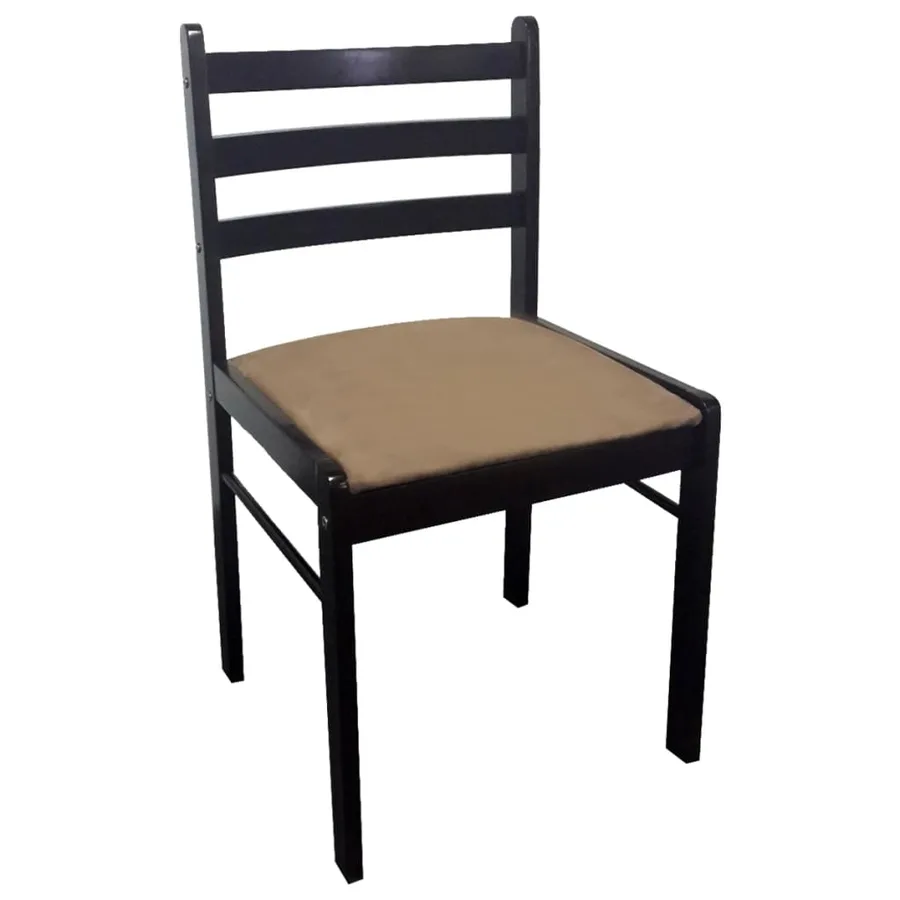 Chaises à manger lot de 4 marron hévéa solide et velours - 4