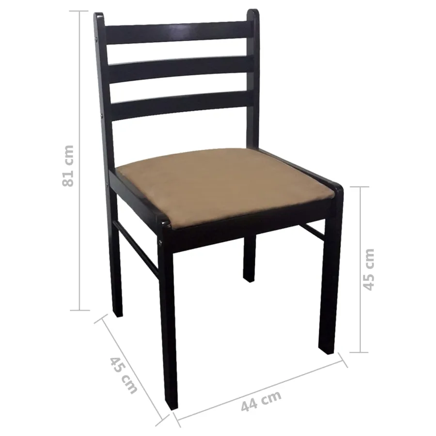 Chaises à manger lot de 4 marron hévéa solide et velours - 5