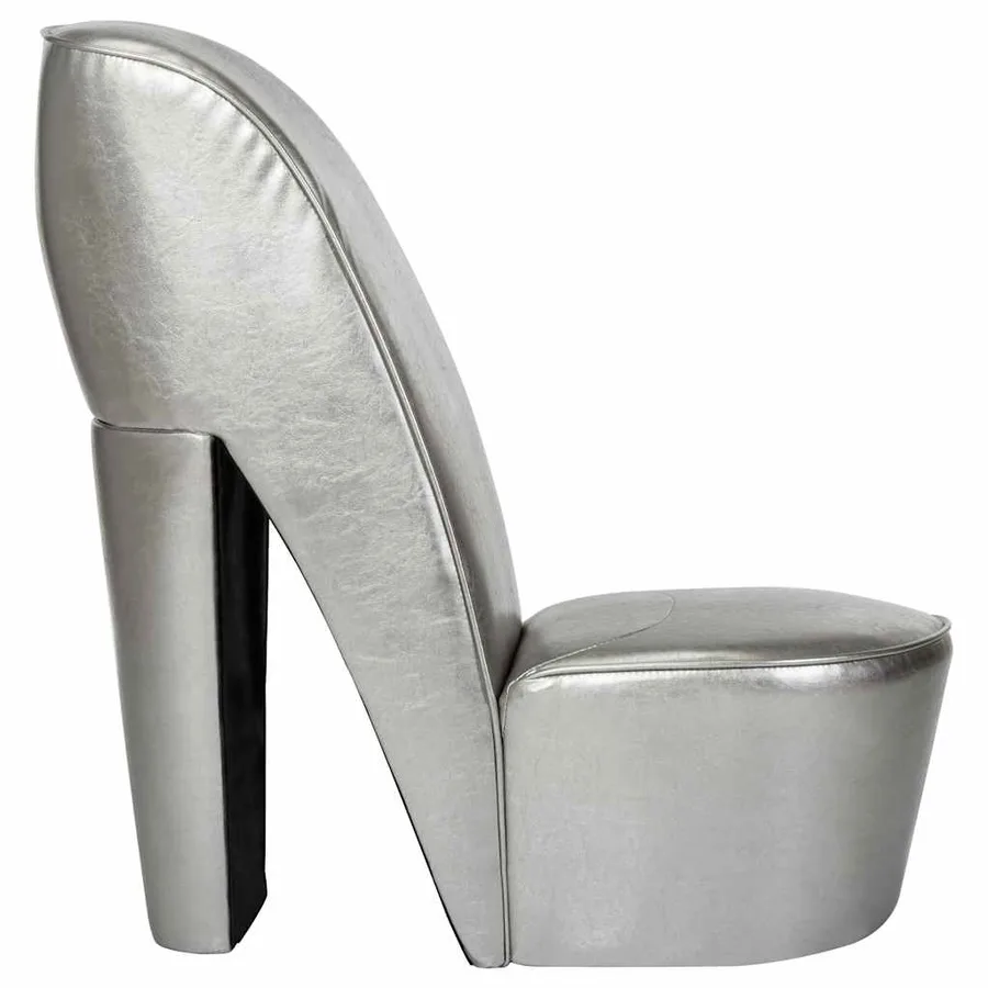 Chaise en forme de chaussure à talon haut argenté similicuir - 3