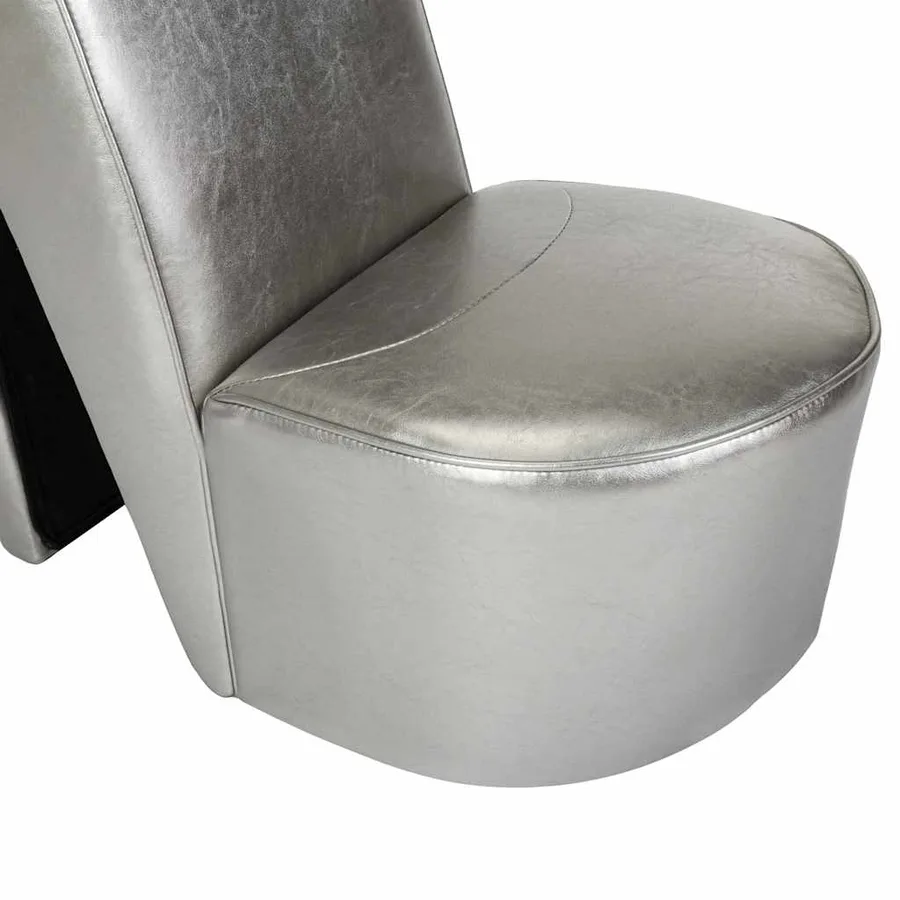 Chaise en forme de chaussure à talon haut argenté similicuir - 7