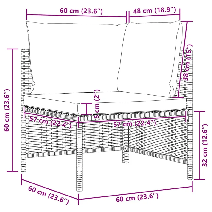 Salon de jardin 4 pcs avec coussins Résine tressée Gris - 10