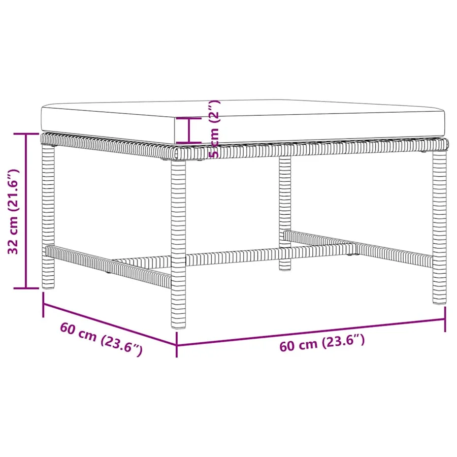 Salon de jardin 4 pcs avec coussins Résine tressée Gris - 12
