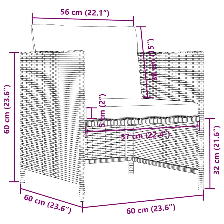 Salon de jardin 4 pcs avec coussins Résine tressée Gris - 13