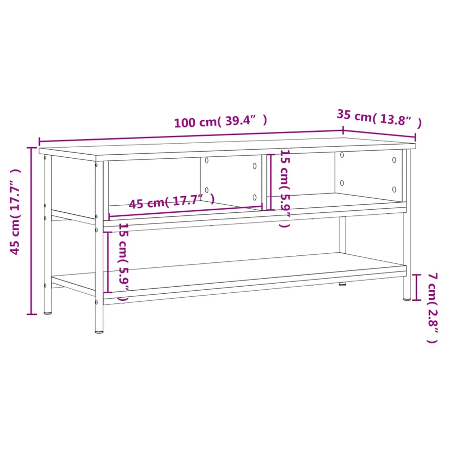 Meuble TV Chêne Sonoma 100x35x45 cm Bois d'ingénierie - 9