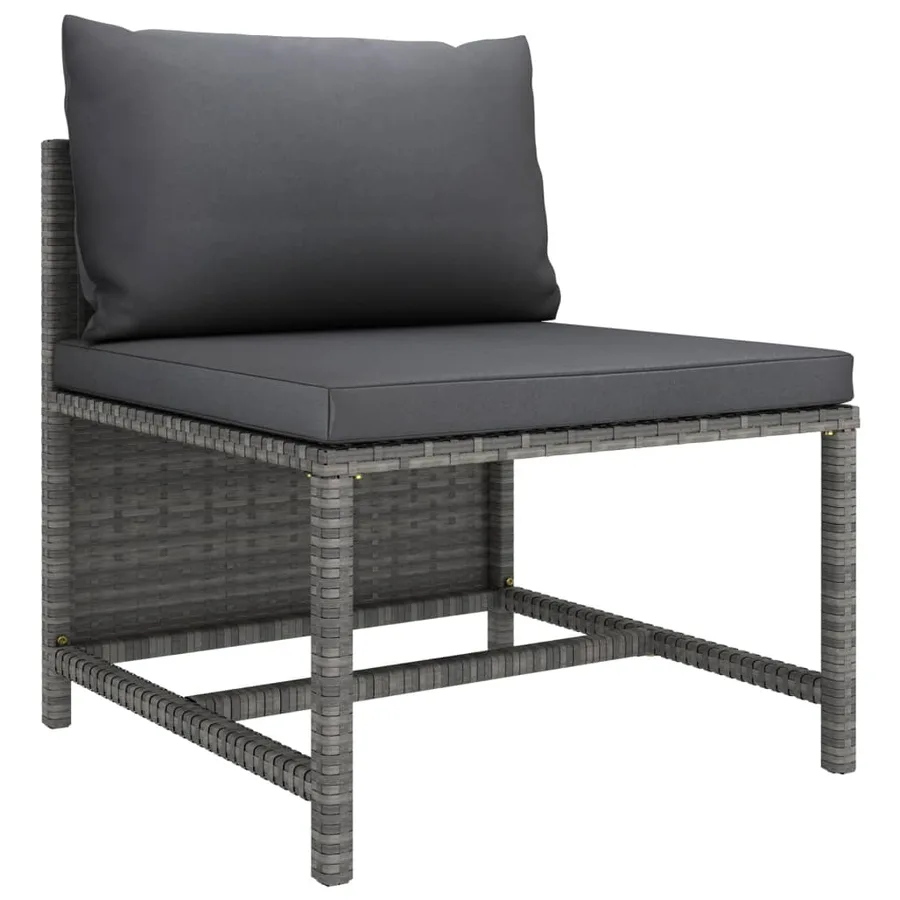 Salon de jardin 7 pcs avec coussins Résine tressée Gris - 5