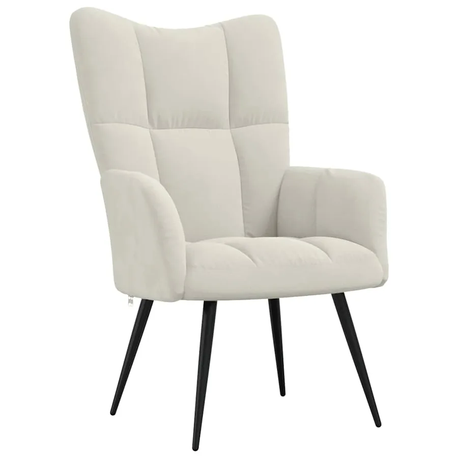 Chaise de relaxation avec tabouret Blanc crème Velours - 6