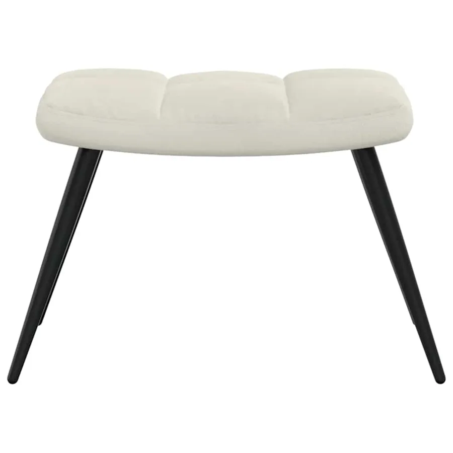 Chaise de relaxation avec tabouret Blanc crème Velours - 7