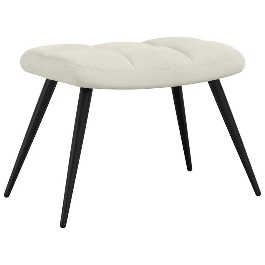 Chaise de relaxation avec tabouret Blanc crème Velours - 8