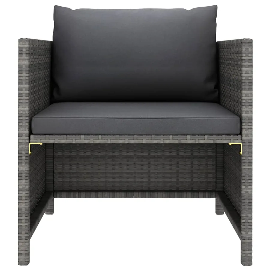 Salon de jardin 5 pcs avec coussins Résine tressée Gris - 15