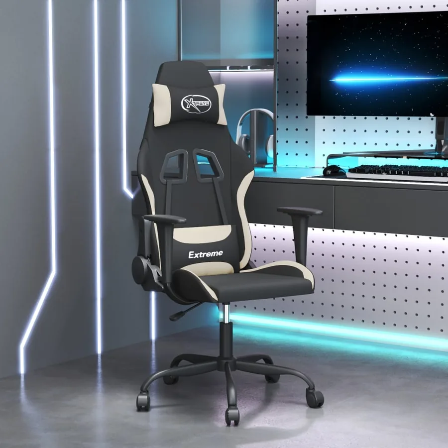 Chaise de jeu de massage Noir et crème Tissu
