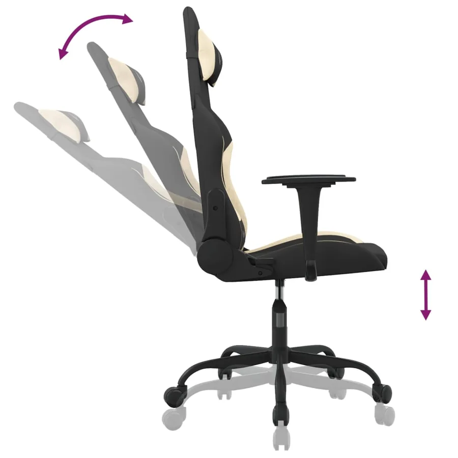 Chaise de jeu de massage Noir et crème Tissu - 6
