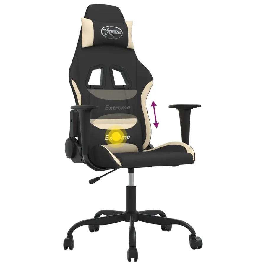 Chaise de jeu de massage Noir et crème Tissu - 7