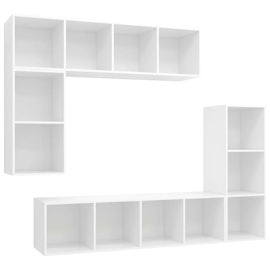 Ensemble de meubles TV 4 pcs Blanc Bois d'ingénierie - 2