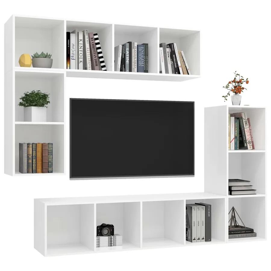 Ensemble de meubles TV 4 pcs Blanc Bois d'ingénierie - 3