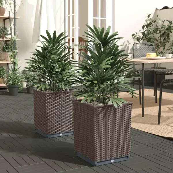 Jardinières 2 pcs marron 30x30x37 cm polypropylène