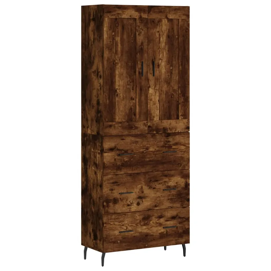 Buffet haut Chêne fumé 69,5x34x180 cm Bois d'ingénierie - 2