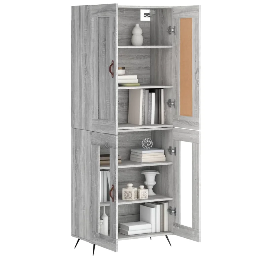 Buffet haut Sonoma gris 69,5x34x180 cm Bois d'ingénierie - 3