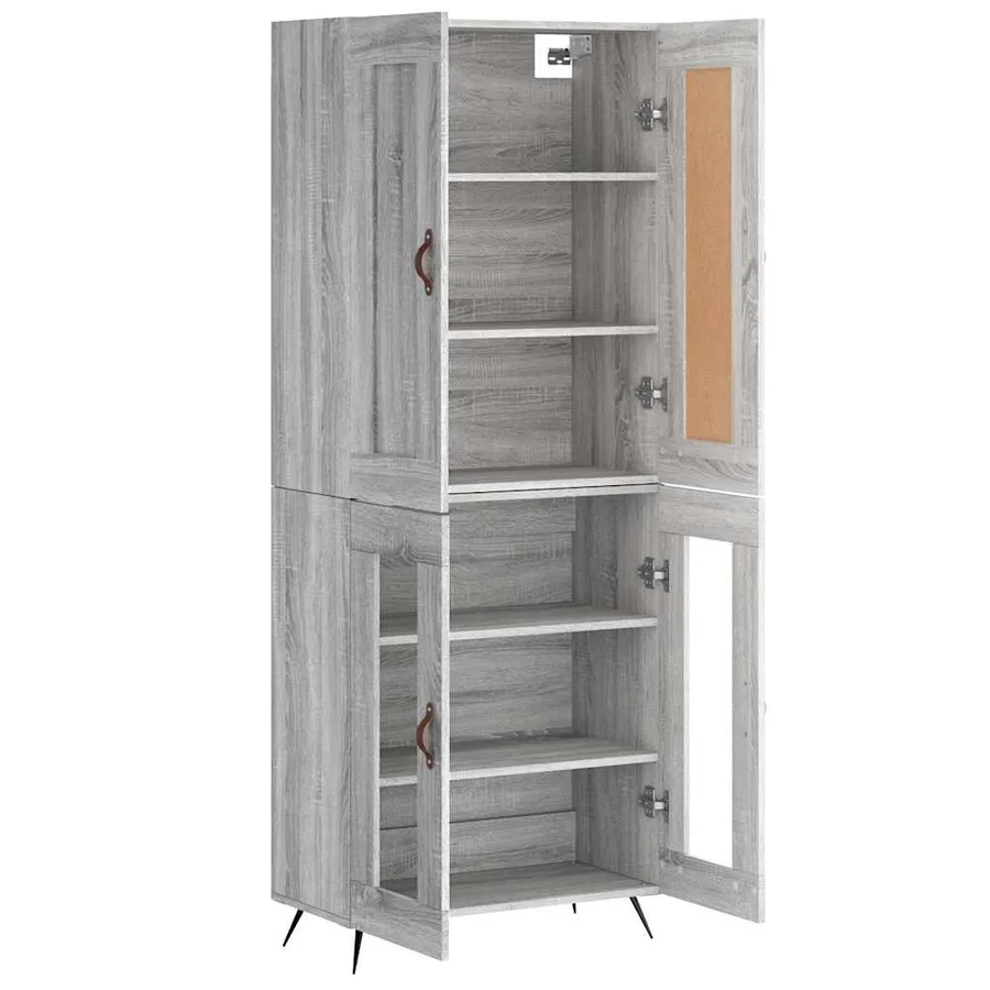 Buffet haut Sonoma gris 69,5x34x180 cm Bois d'ingénierie - 4