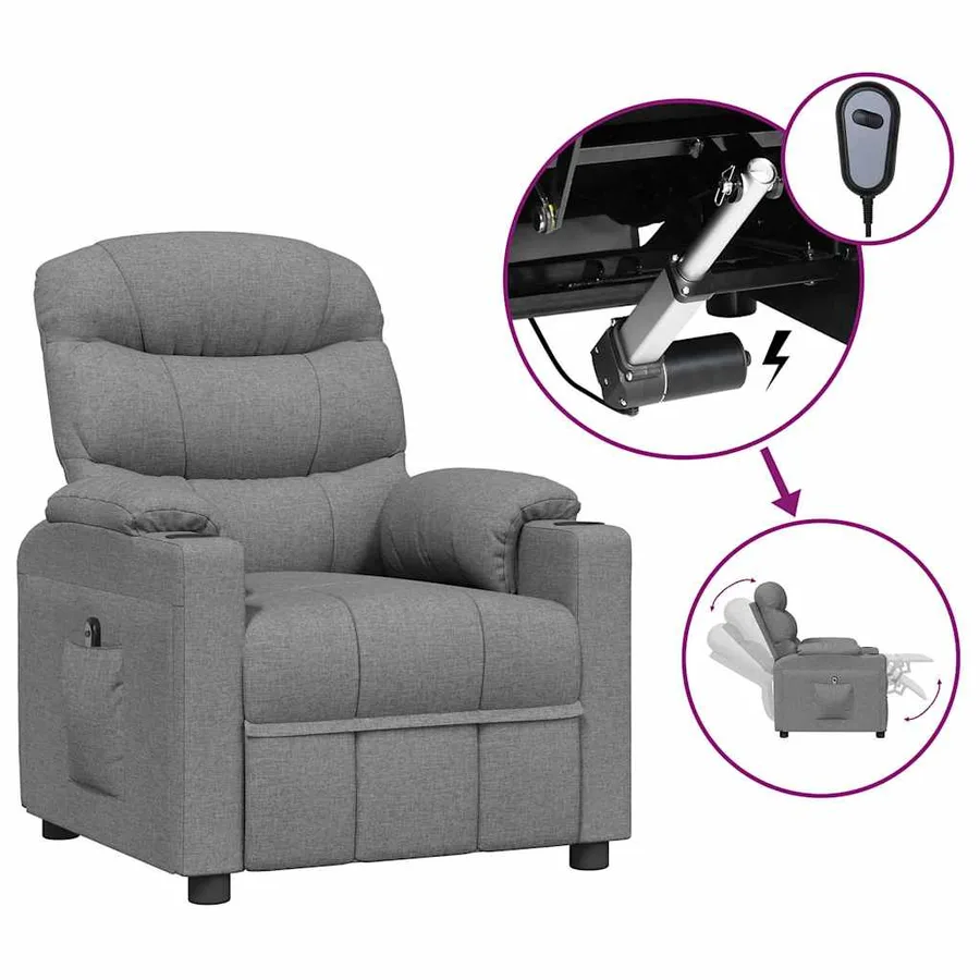Fauteuil inclinable électrique Gris clair Tissu - 2