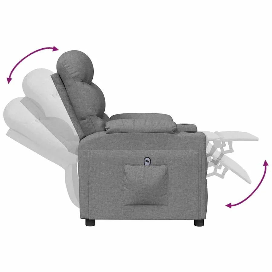 Fauteuil inclinable électrique Gris clair Tissu - 7