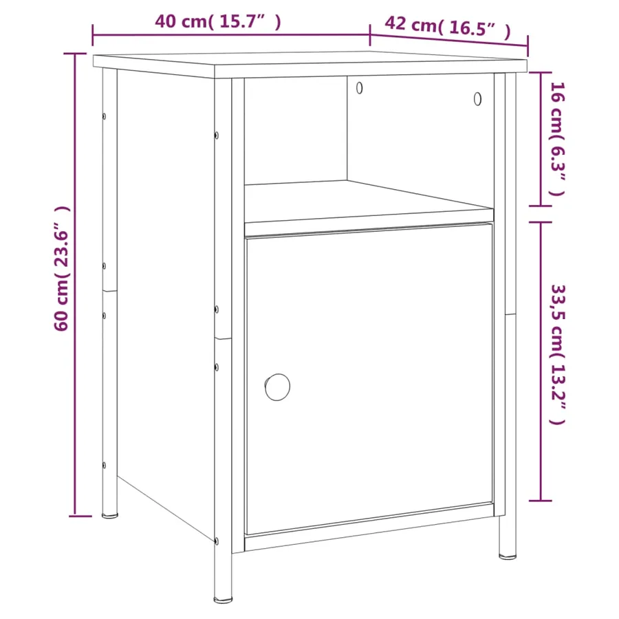 Table de chevet chêne sonoma 40x42x60 cm bois d'ingénierie - 12