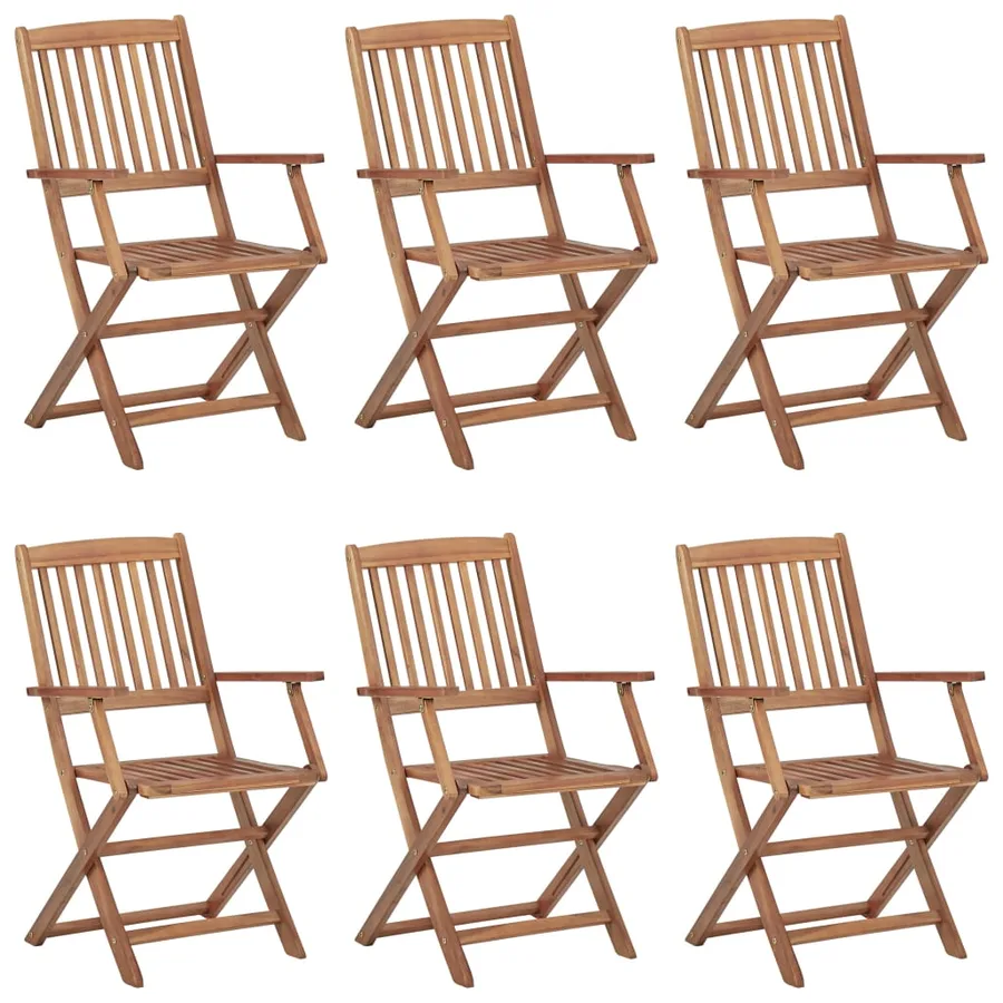 Chaises pliables de jardin lot de 6 avec coussins Bois d'acacia - 2