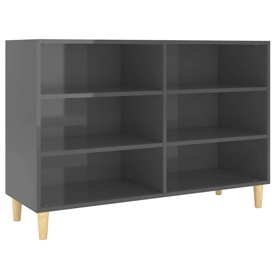 Buffet Gris brillant 103,5x35x70 cm bois d'ingénierie - 2