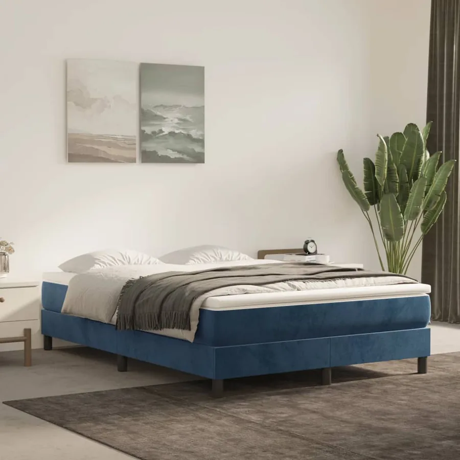Matelas de lit à ressorts ensachés fermeté moyenne Bleu foncé 140x190x20 cm