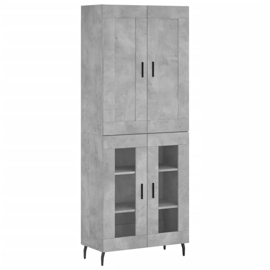 Buffet haut Gris béton 69,5x34x180 cm Bois d'ingénierie - 2